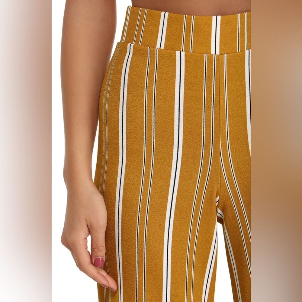 NWT Windsor Striped Mustard/White Striped Wide-Leg Pants - Picture 3 of 7